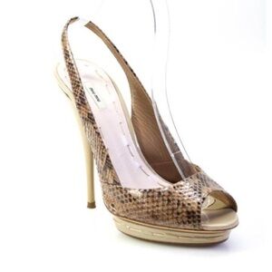 MIU MIU
Brown Python Sling Heel Sandals Size (37) 6.5